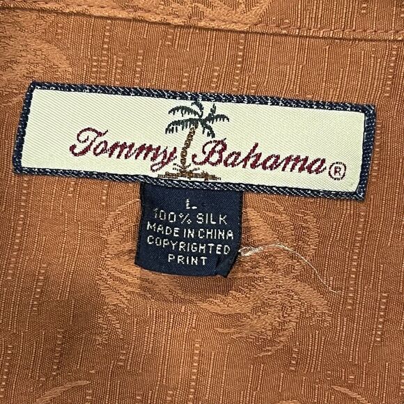 Tommy Bahama Men 100% Silk Jacquard‎ Tree Floral Aloha Hawaiian Shirt Size Large - Picture 5 of 6